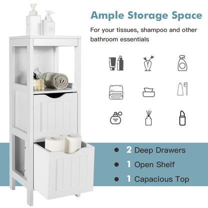 Freestanding Bathroom Storage Cabinet with 2 Removable Drawers & Open Shelf