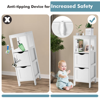 Freestanding Bathroom Storage Cabinet with 2 Removable Drawers & Open Shelf