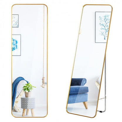 Gold Framed Full Length Mirror for Wall Mount and Free Standing Use