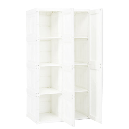 Foldable Wardrobe Closet with Hanging Rods and 8-Cubby Storage for Clothes and Bedding