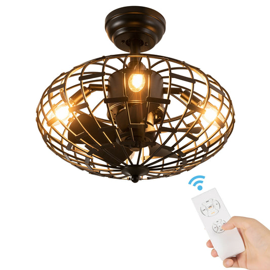 5 Blade Enclosed Ceiling Fan with Light & Remote Control for Modern Living