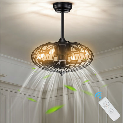 5 Blade Enclosed Ceiling Fan with Light & Remote Control for Modern Living