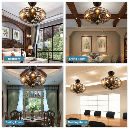 5 Blade Enclosed Ceiling Fan with Light & Remote Control for Modern Living