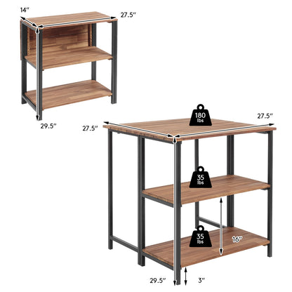 Folding Acacia Wood Outdoor Dining Table with Storage Shelves for Patio Garden or Balcony