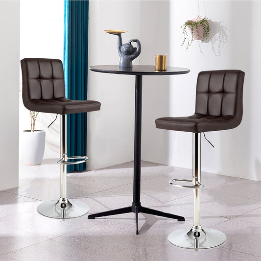Ergonomic Swivel Bar Stool with Adjustable Height and PU Leather Cushion - Brown