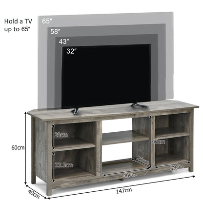 Modern 2-Tier TV Stand and Media Console with Open Shelves for Living Room - Grey