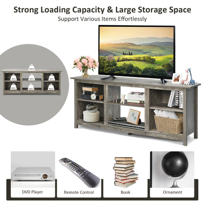 Modern 2-Tier TV Stand and Media Console with Open Shelves for Living Room - Grey