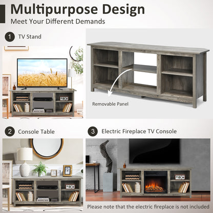 Modern 2-Tier TV Stand and Media Console with Open Shelves for Living Room - Grey