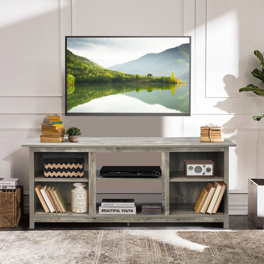 Modern 2-Tier TV Stand and Media Console with Open Shelves for Living Room - Grey