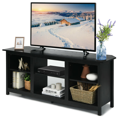 Modern 2-Tier TV Stand and Media Console with Open Shelves for Living Room - Black