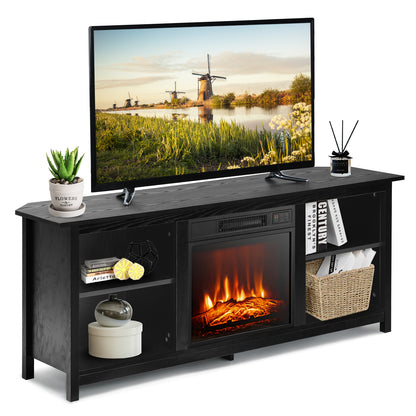 Modern 2-Tier TV Stand and Media Console with Open Shelves for Living Room - Black