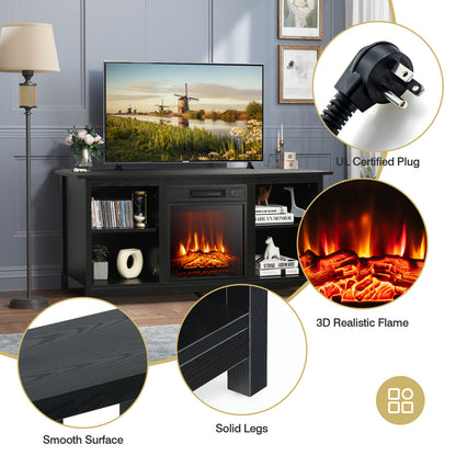 Modern 2-Tier TV Stand and Media Console with Open Shelves for Living Room - Black