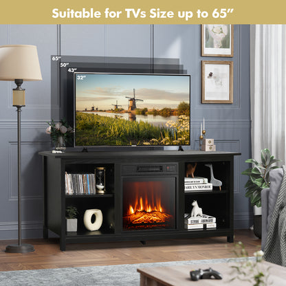 Modern 2-Tier TV Stand and Media Console with Open Shelves for Living Room - Black