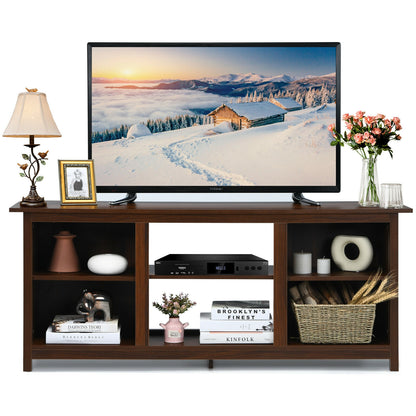 Modern 2-Tier TV Stand and Media Console with Open Shelves for Living Room - Brown
