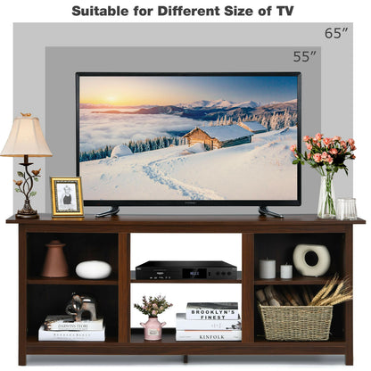 Modern 2-Tier TV Stand and Media Console with Open Shelves for Living Room - Brown