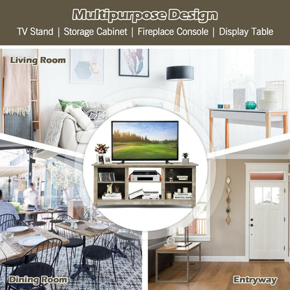 2 Tier TV Stand and Media Console for TVs up to 65 Inches with Open Storage Shelves in Grey