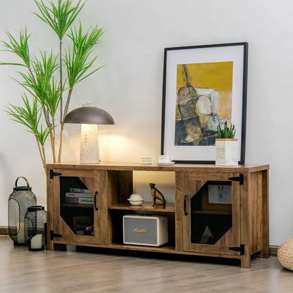 Industrial TV Console with Mesh Door Cabinets and Adjustable Storage for TVs up to 65 Inches