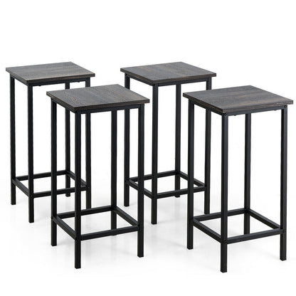 Set of 4 Vintage Style Bar Stools 24 Inch Counter Height Backless with Iron Frame and Wood Finish