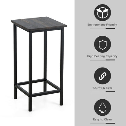 Set of 4 Vintage Style Bar Stools 24 Inch Counter Height Backless with Iron Frame and Wood Finish