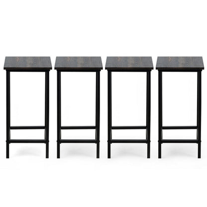 Set of 4 Vintage Style Bar Stools 24 Inch Counter Height Backless with Iron Frame and Wood Finish