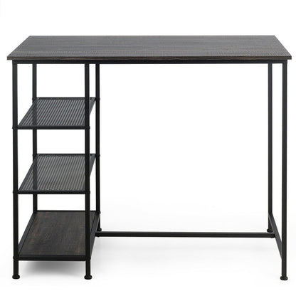 Modern Industrial Bar Table with Storage Shelves and Sturdy Metal Frame for Kitchen or Dining Room