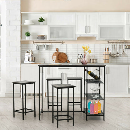 Modern Industrial Bar Table with Storage Shelves and Sturdy Metal Frame for Kitchen or Dining Room
