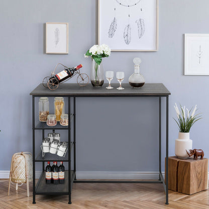 Modern Industrial Bar Table with Storage Shelves and Sturdy Metal Frame for Kitchen or Dining Room
