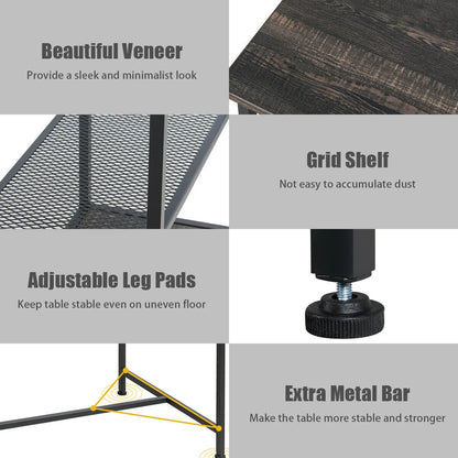 Modern Industrial Bar Table with Storage Shelves and Sturdy Metal Frame for Kitchen or Dining Room