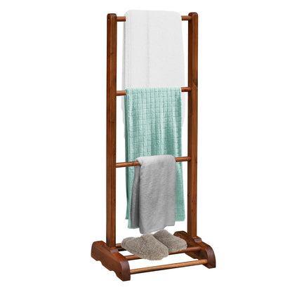 Freestanding Acacia Wood 3 Tier Towel Rack with Bottom Shelf