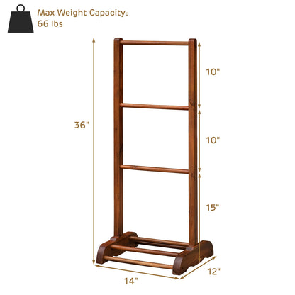 Freestanding Acacia Wood 3 Tier Towel Rack with Bottom Shelf