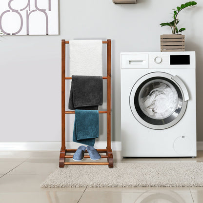 Freestanding Acacia Wood 3 Tier Towel Rack with Bottom Shelf