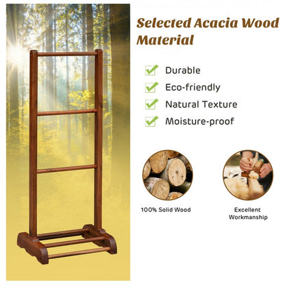 Freestanding Acacia Wood 3 Tier Towel Rack with Bottom Shelf