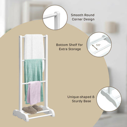 Freestanding Acacia Wood 3 Tier Towel Rack with Bottom Shelf