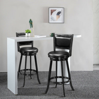 29 Inch Swivel Counter Stools with Upholstered Seats, Set of 2 - Black