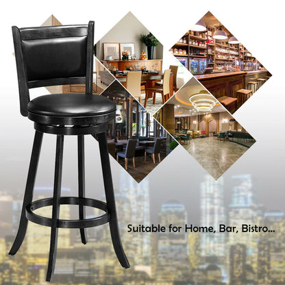 29 Inch Swivel Counter Stools with Upholstered Seats, Set of 2 - Black