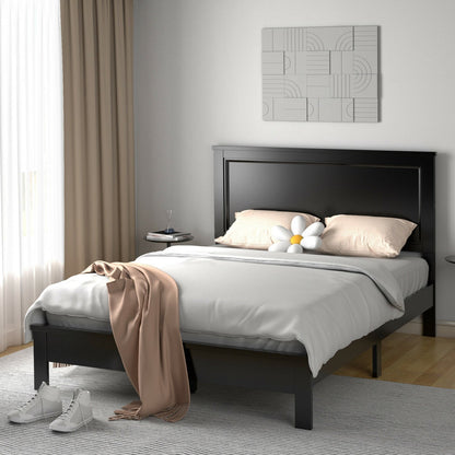 Premium Full Size Platform Bed Frame with High Headboard and Slatted Base – Black