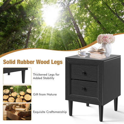 Multipurpose Retro Bedside Nightstand with 2 Drawers – Black End Table