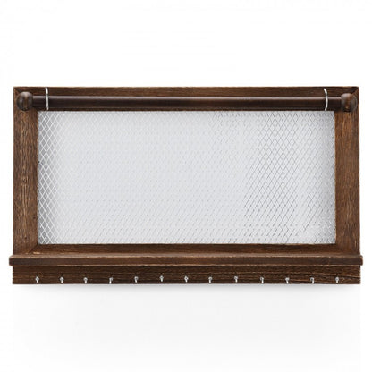Wall Mounted Jewelry Storage Rack with Hooks, Mesh, Shelf and Rod