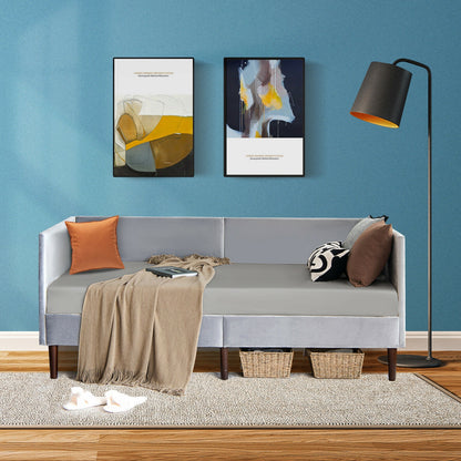 Twin Upholstered Daybed with Sturdy Wood Frame and Velvet Fabric for Living Room or Guest Room Grey