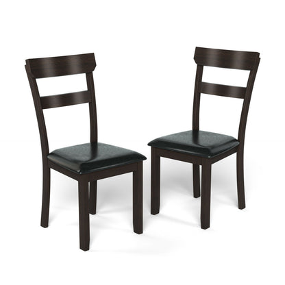 2 Dining Chairs with Rubber Wood Frame and Faux Leather Cushion for Dining Room