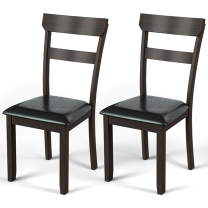2 Dining Chairs with Rubber Wood Frame and Faux Leather Cushion for Dining Room