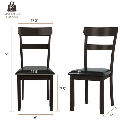 2 Dining Chairs with Rubber Wood Frame and Faux Leather Cushion for Dining Room