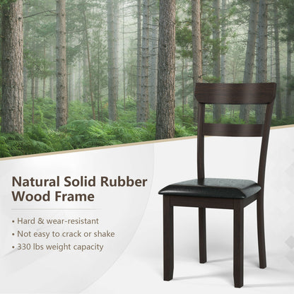 2 Dining Chairs with Rubber Wood Frame and Faux Leather Cushion for Dining Room