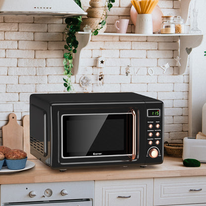 700W Retro 0.7 Cu. Ft Microwave with 5 Power Levels & Child Lock