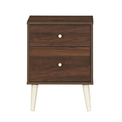 2-Drawer Nightstand with Storage and Rubber Wood Legs Brown