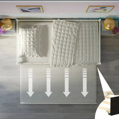 Space Saving Twin Daybed with Pull Out Trundle and Sturdy Wood Slat Frame - White