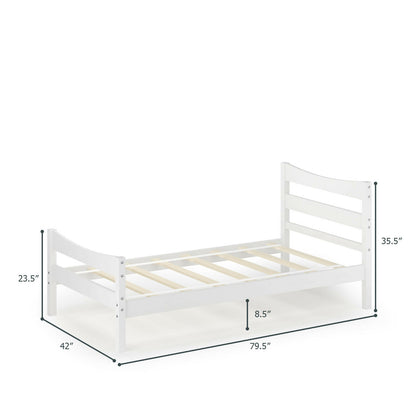 Elegant Twin Size Platform Bed Frame with Slat Support Foundation – White
