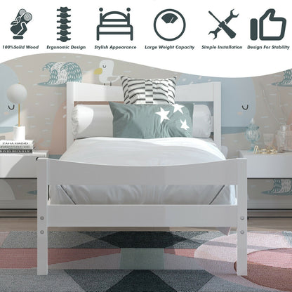 Elegant Twin Size Platform Bed Frame with Slat Support Foundation – White