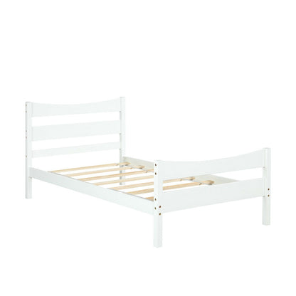 Elegant Twin Size Platform Bed Frame with Slat Support Foundation – White
