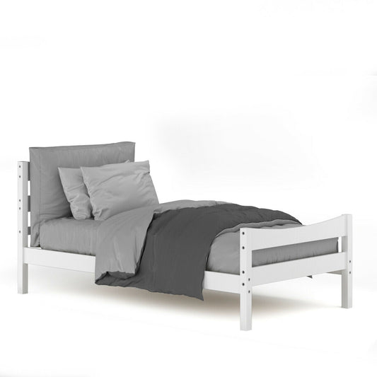 Elegant Twin Size Platform Bed Frame with Slat Support Foundation – White